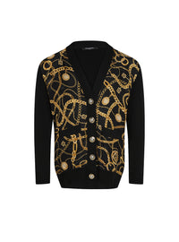 Cardigan long en laine - Noir & Or