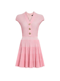 Robe à manches courtes flechage - Rose & Blanc