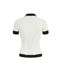 Top à manches courtes en maille - Blanc & Noir
