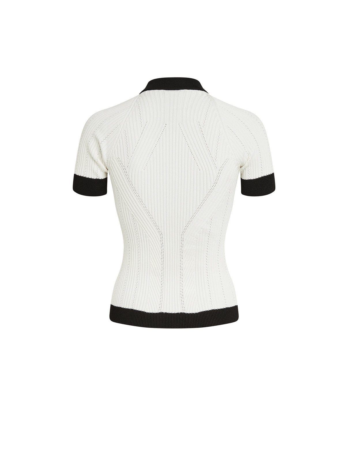 Top à manches courtes en maille - Blanc & Noir