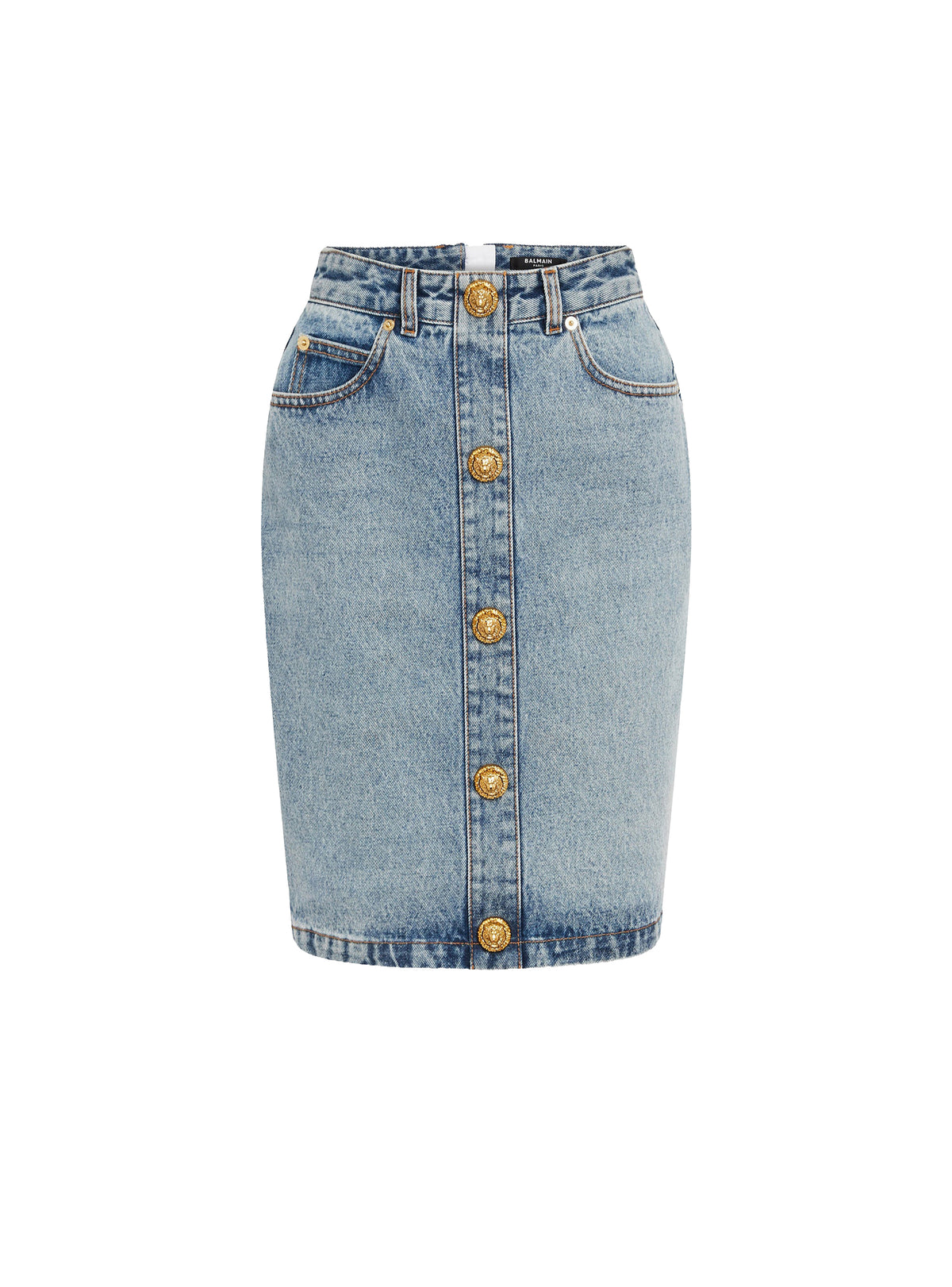 Buttoned denim skirt - Washed Jean Blue