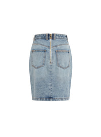 Buttoned denim skirt - Washed Jean Blue