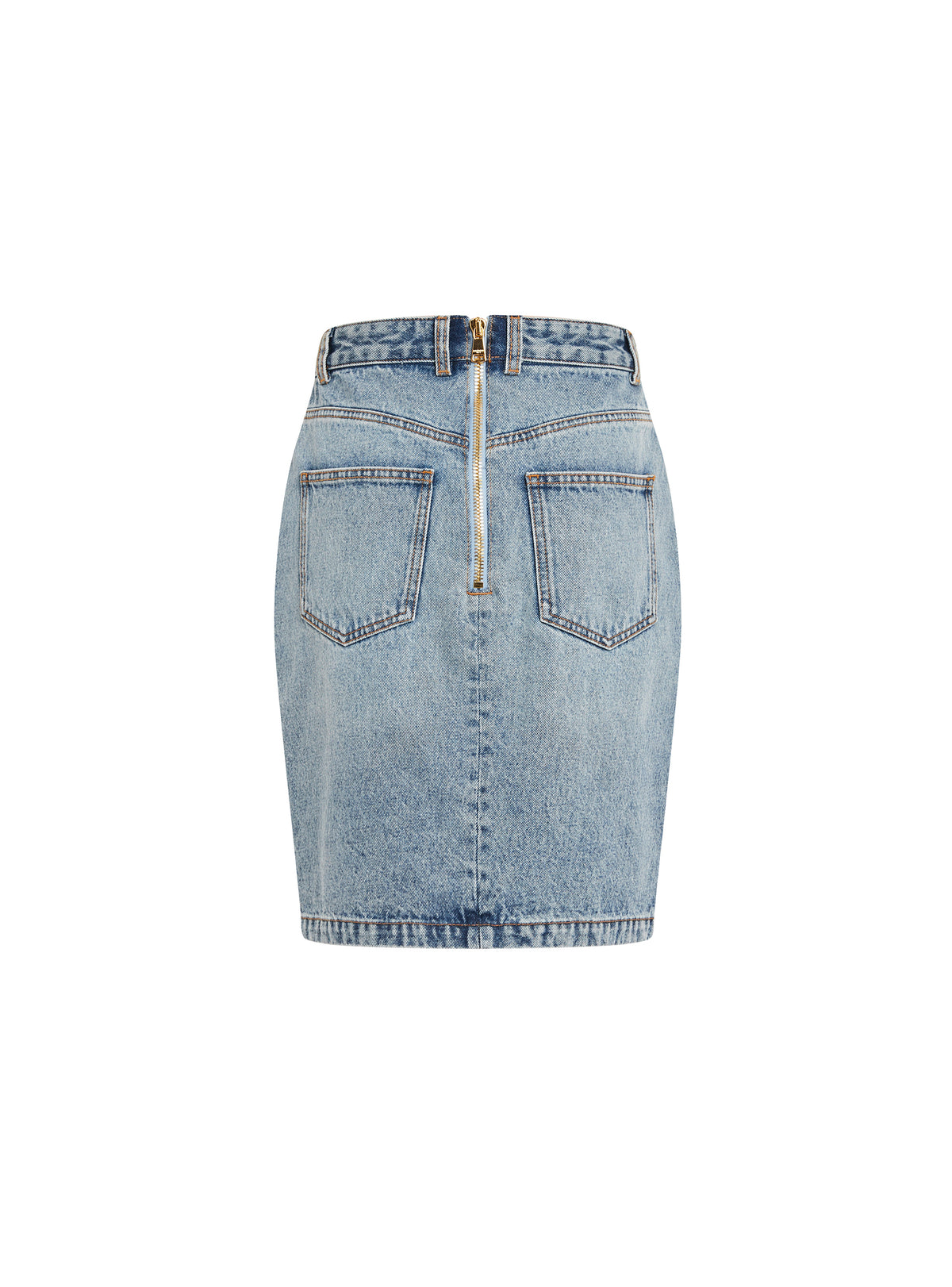 Buttoned denim skirt - Washed Jean Blue