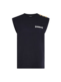 Printed tank top - Dark Navy & White