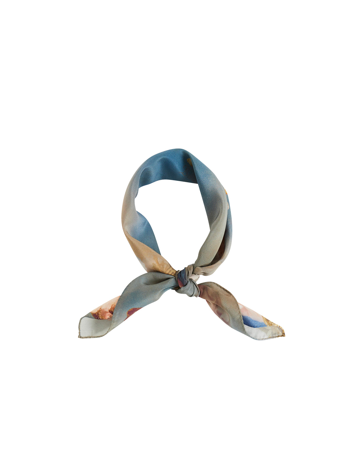 Sky print silk scarf - Blue & Multicolor