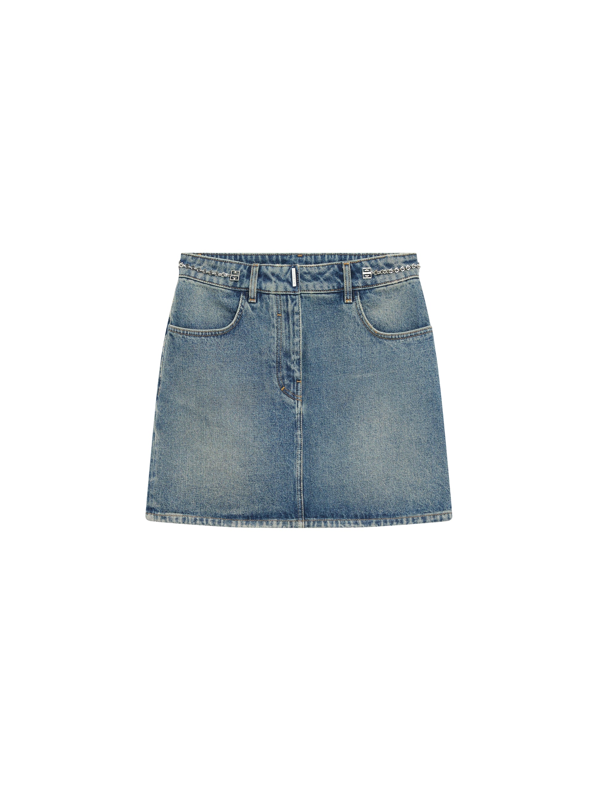 Denim mini-skirt with chain detailing - Medium Blue