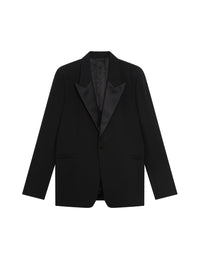 Veste Slim en laine à col satin - Black