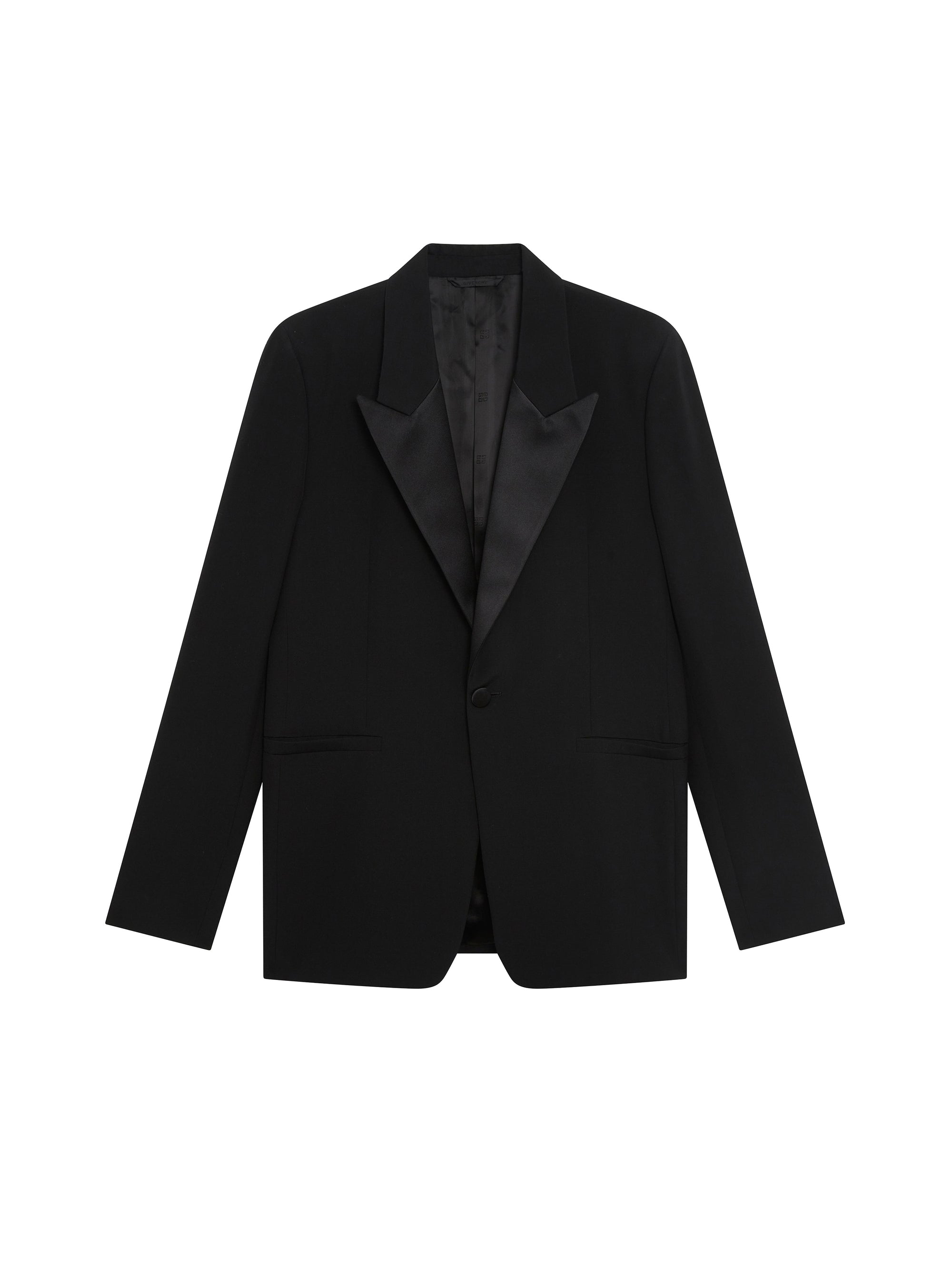 Veste Slim en laine à col satin - Black