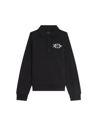 Pull polo en molleton avec médaillon - Black
