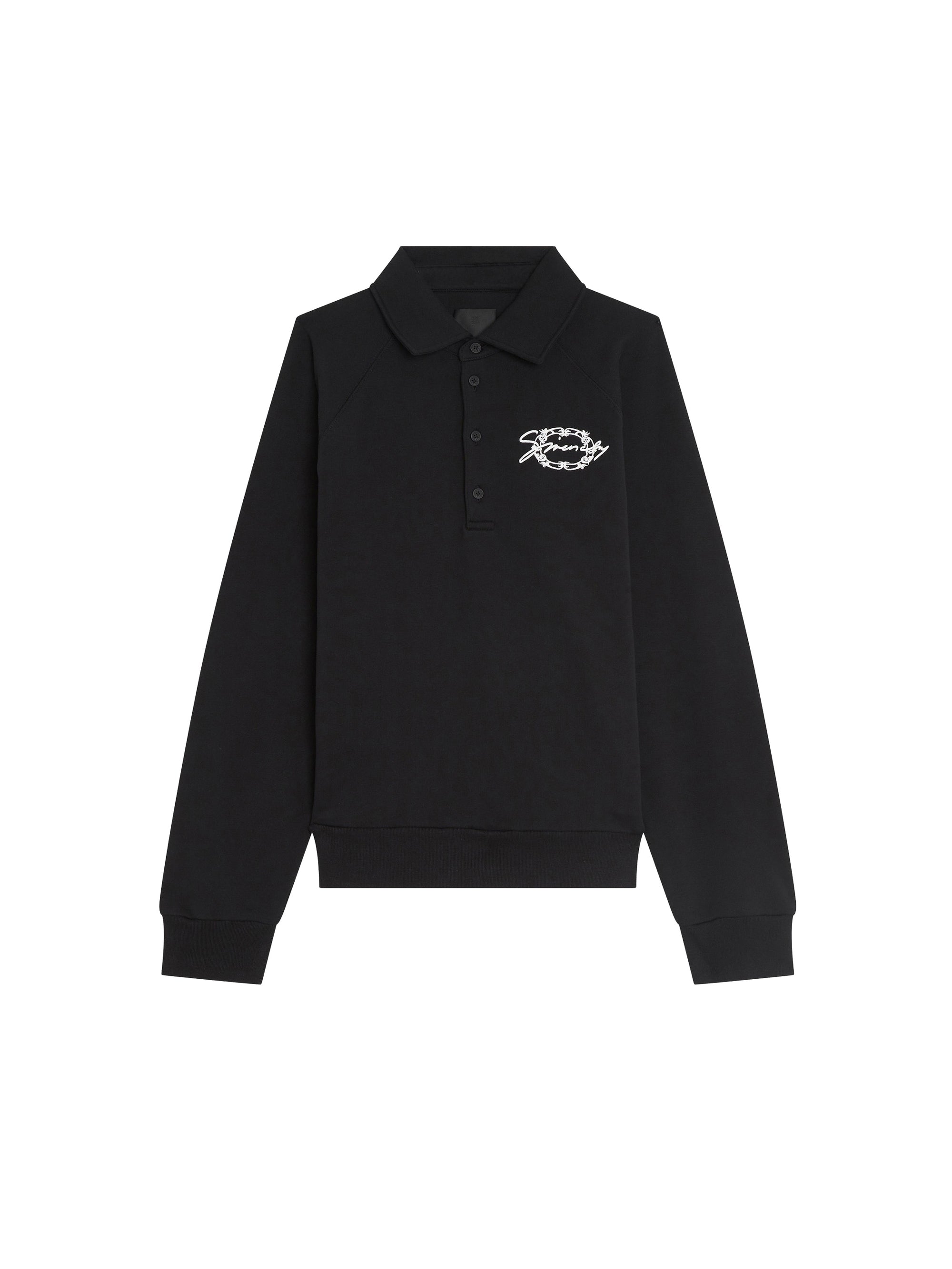 Pull polo en molleton avec médaillon - Black