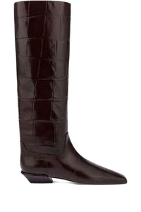 Cuissardes Bettina 50 en cuir embossé - Ebano