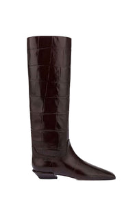 Bottes Bettina en cuir embossé - Ebano