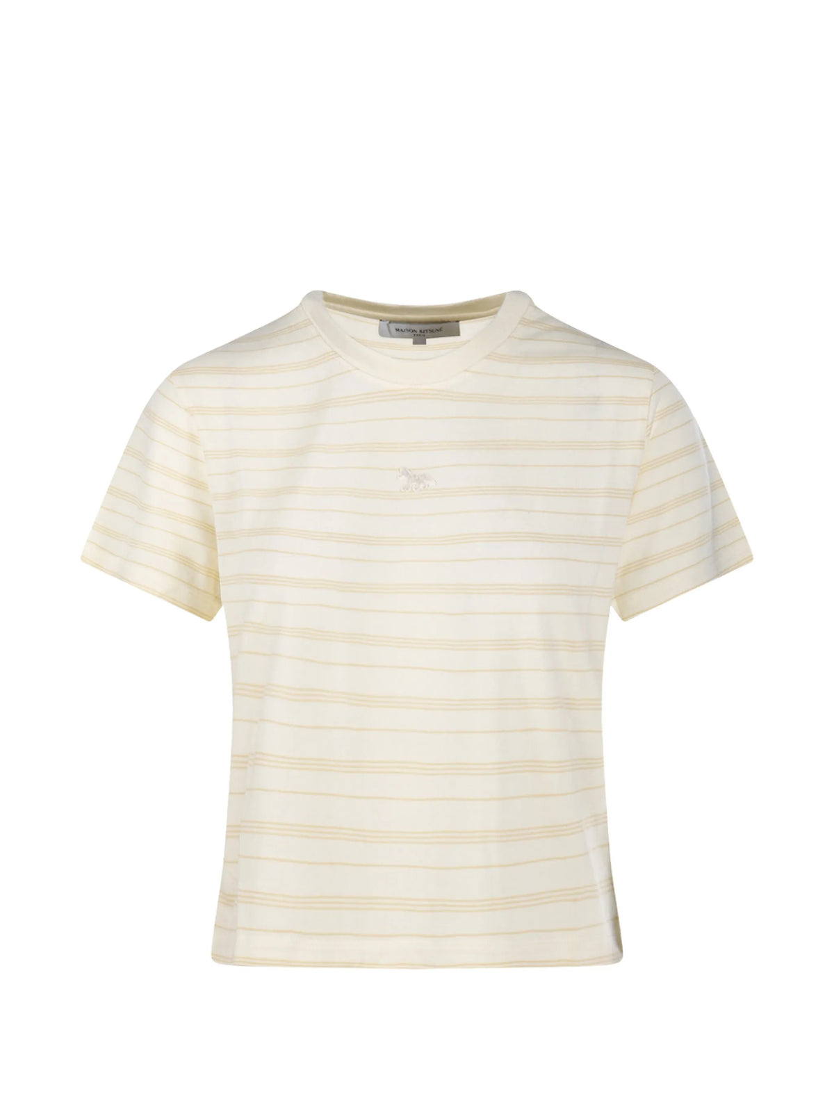 T-shirt rayé à manches courtes - Ecru & Straw