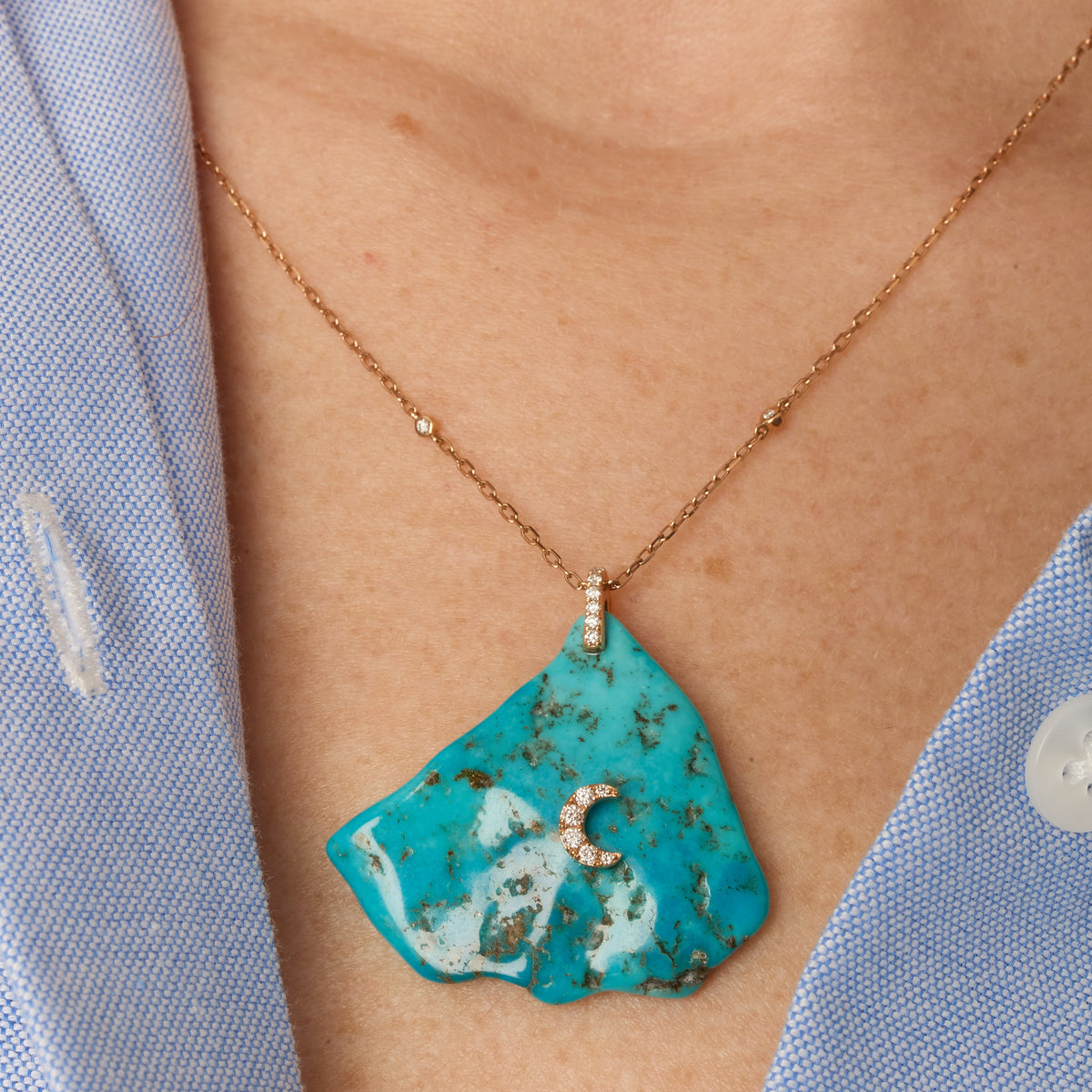 PrixTroca:595€_VentesTroca:0_QtyTroca:1_ST:0%_Collier Lune en Or rose 18K serti de diamants - Bleu