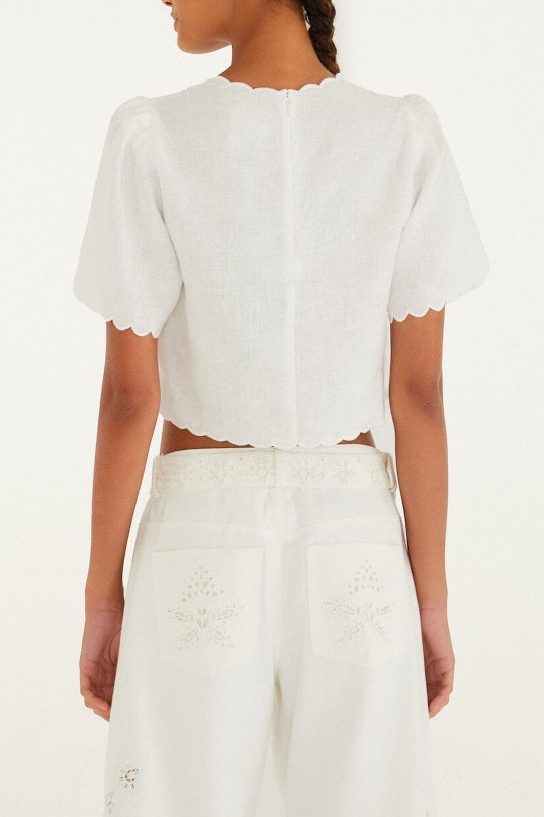 Top Roses en coton - Blanc