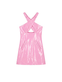 Robe Criss Cross en vinyle - Rose