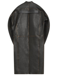 4pcs RELIQUAT 1490€ / Manteau long racer patina en cuir - Chocolate black