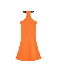 Corrugated knit choker mini dress - Sunset