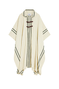 Kimono Leki en lin mélangé - Green Stripes