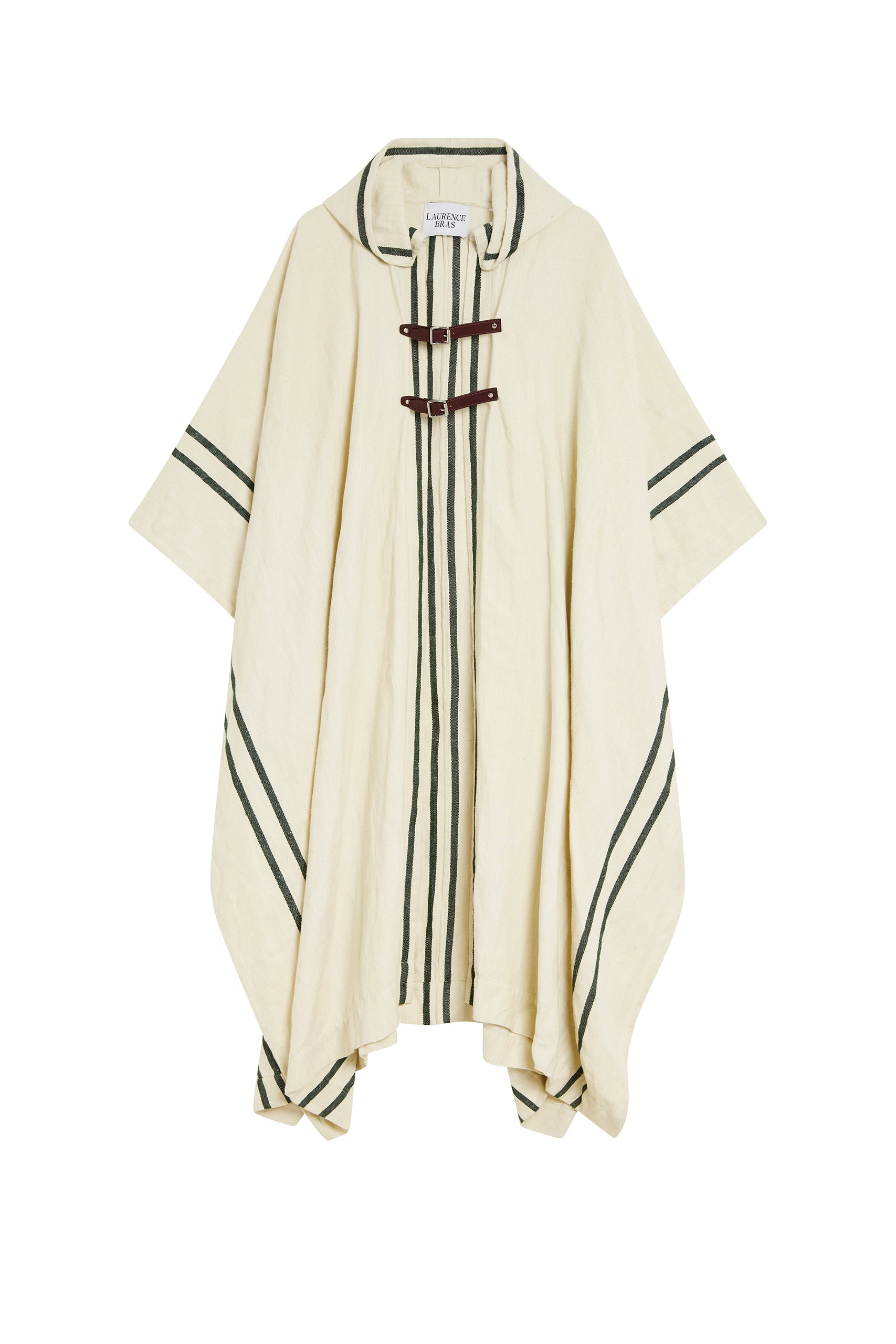 Kimono Leki en lin mélangé - Green Stripes