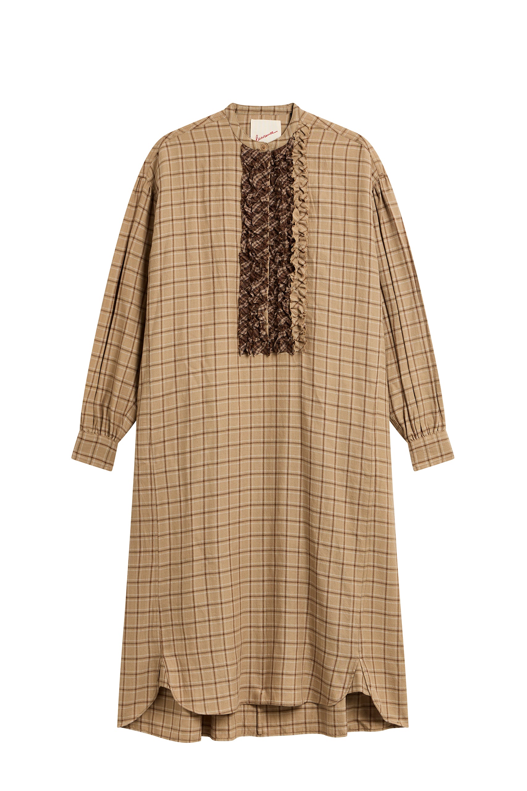 Tunique Noodle en laine - Beige & Brown Checks