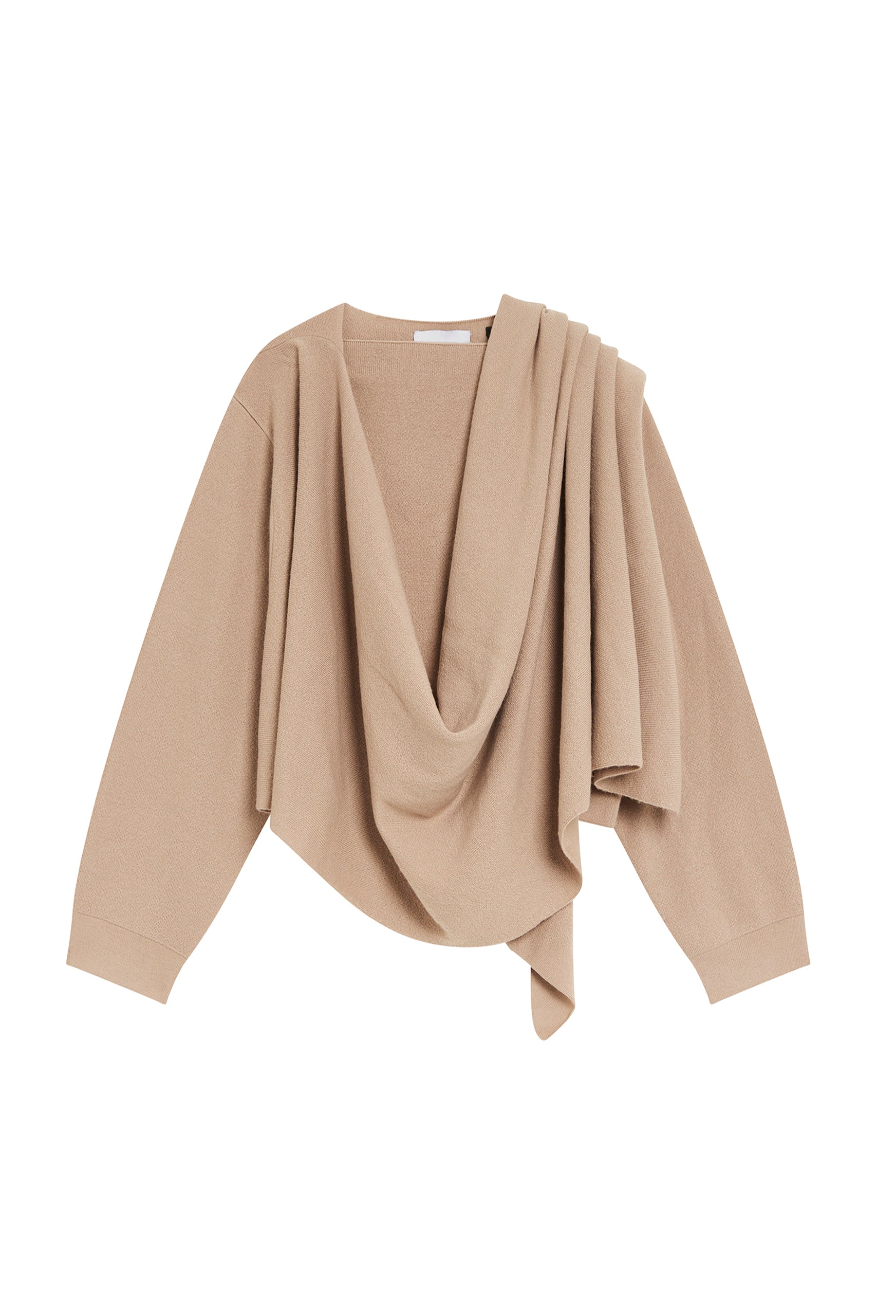 Pull Tamara à col foulard en laine - Beige