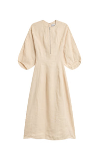 Robe Niamey à manches chauve-souris en lin - Beige