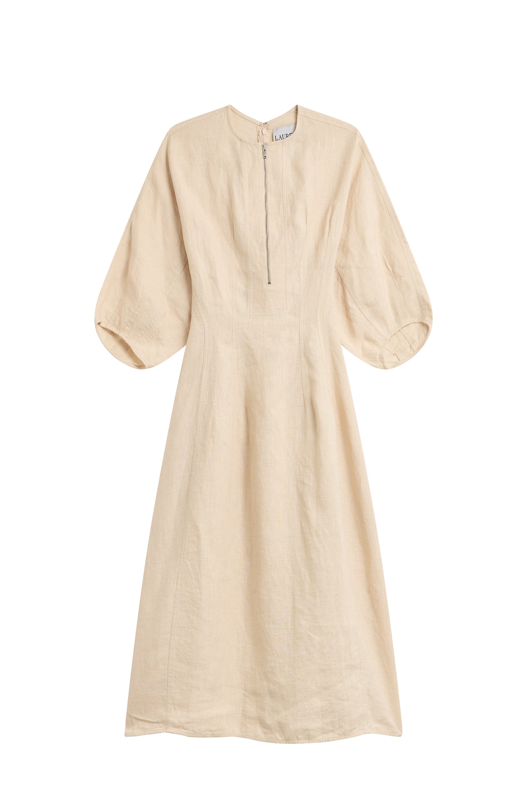 Robe Niamey à manches chauve-souris en lin - Beige