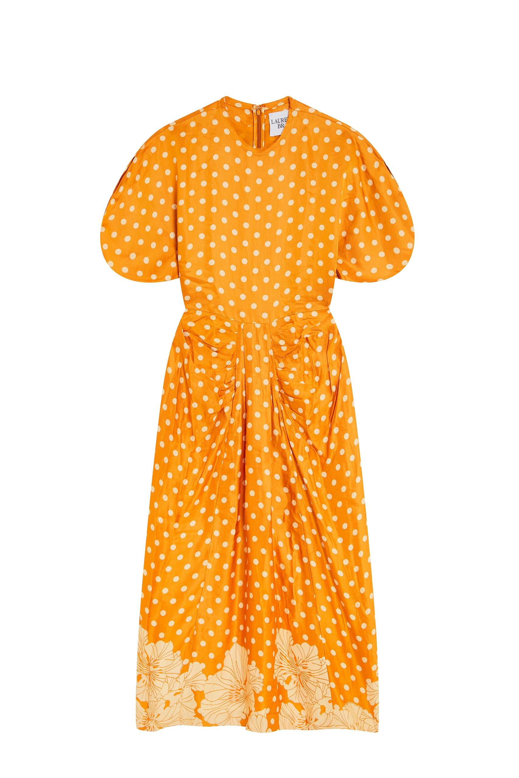 Robe Matopo à pois en lin mélangé - Orange