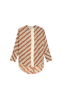 Blouse Polashort asymétrique en lin mélangé - Orange