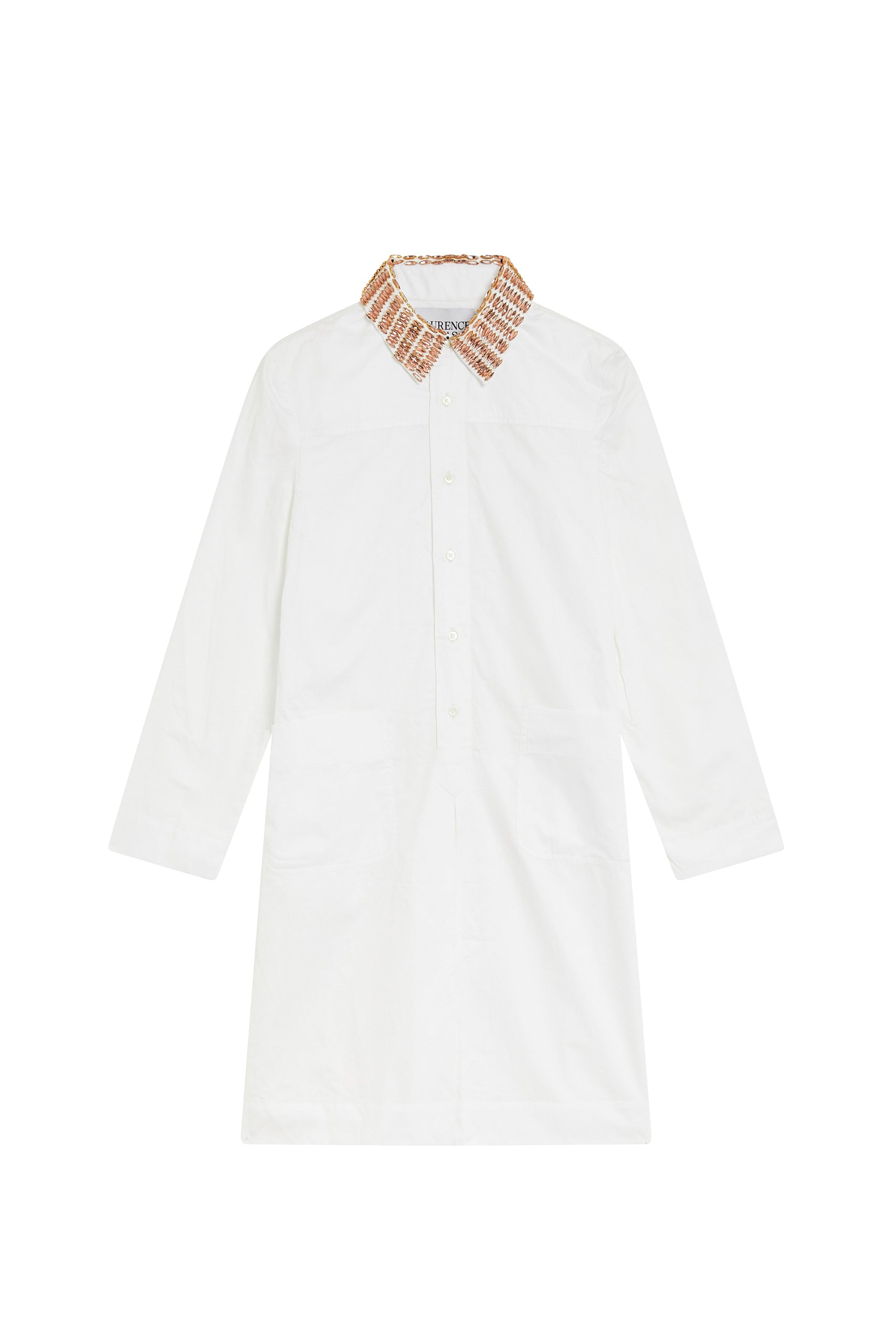 Robe Cali à col orné de bijoux - White
