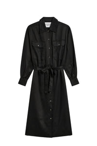 Robe Magaret à col avec rabat ceinturée - Black