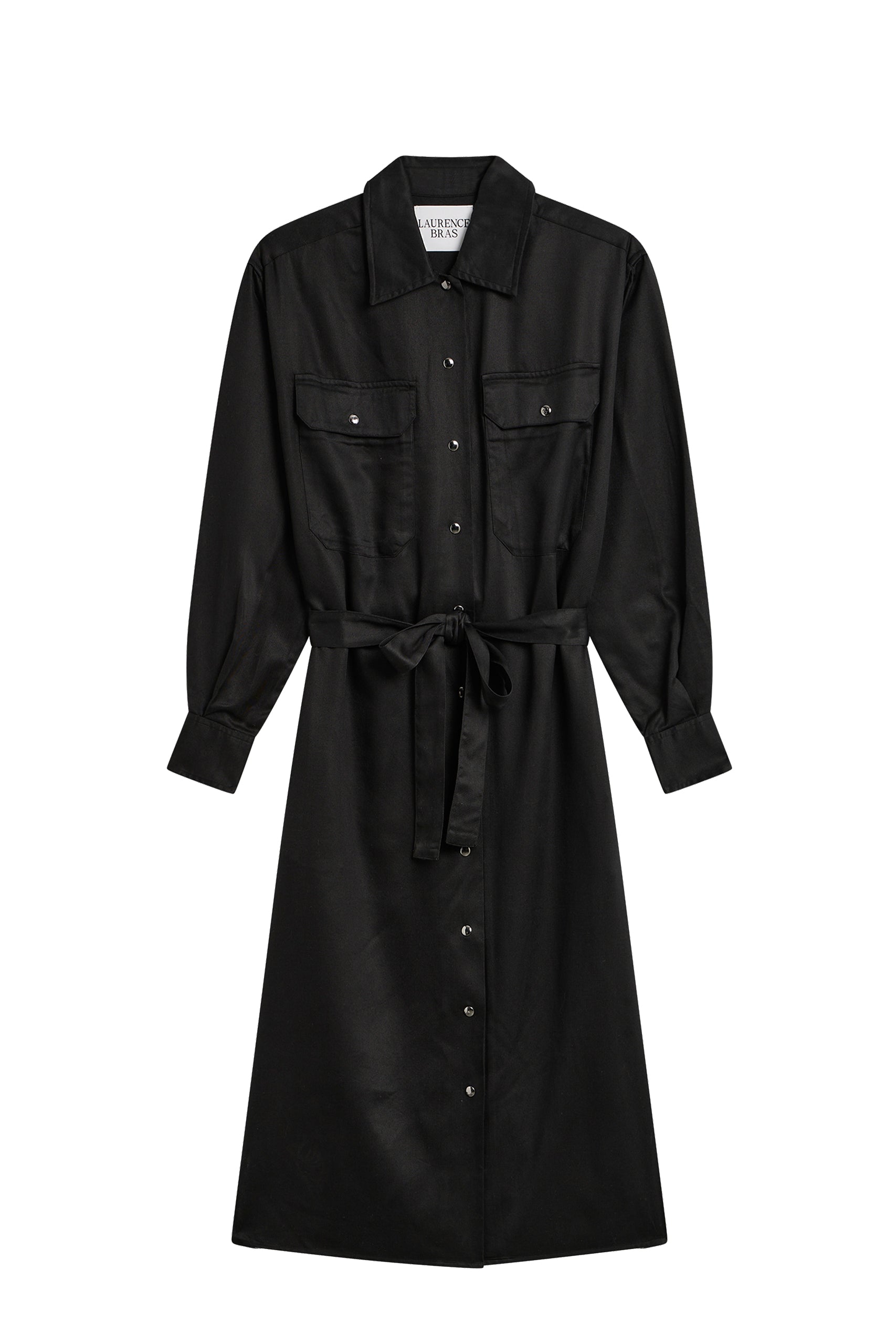 Robe Magaret à col avec rabat ceinturée - Black