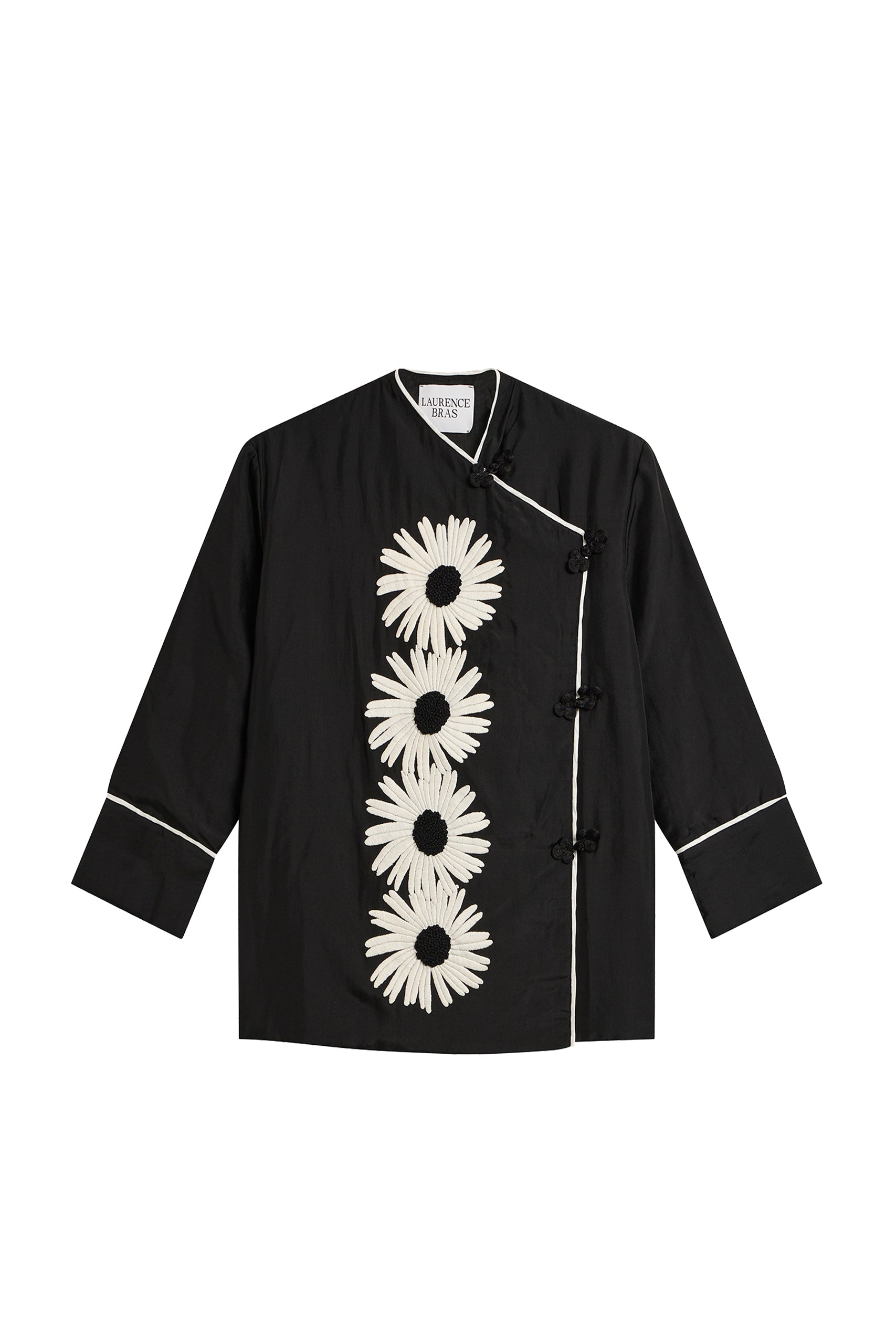 Blouse Kong à motifs fleurs en soie - Black