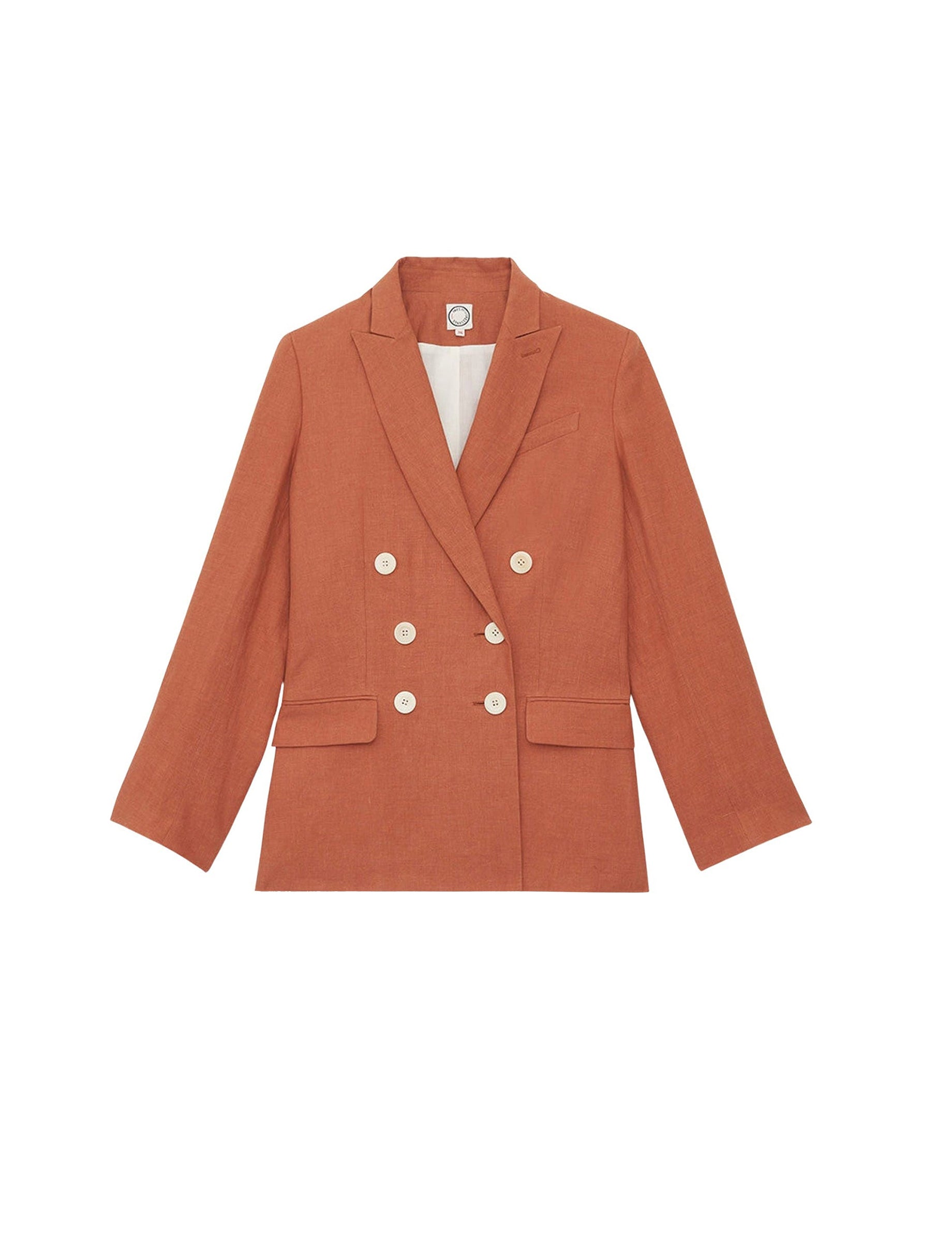 31qty RELIQUAT 120€ 12,8%  / Blazer croisé Ezio en lin - Caramel