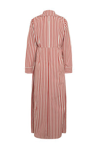 TERRACOTTA URS DRESS STRIPES robe longue rayée avec col