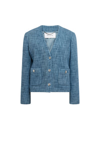 Textured cropped jacket - Blue