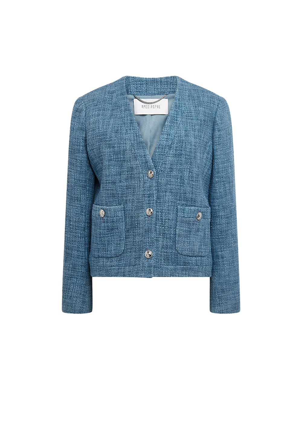 Textured cropped jacket - Blue