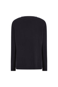 Pull avec d?bardeur en soie - Marine