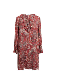 Printed ruffled dress - Garnet