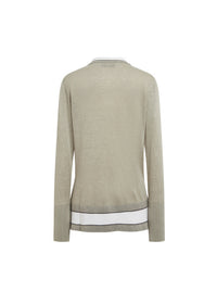 Pull col polo v - Kaki