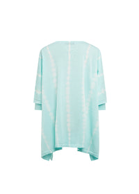 Poncho col v manche en rib - Turquoise Pâle