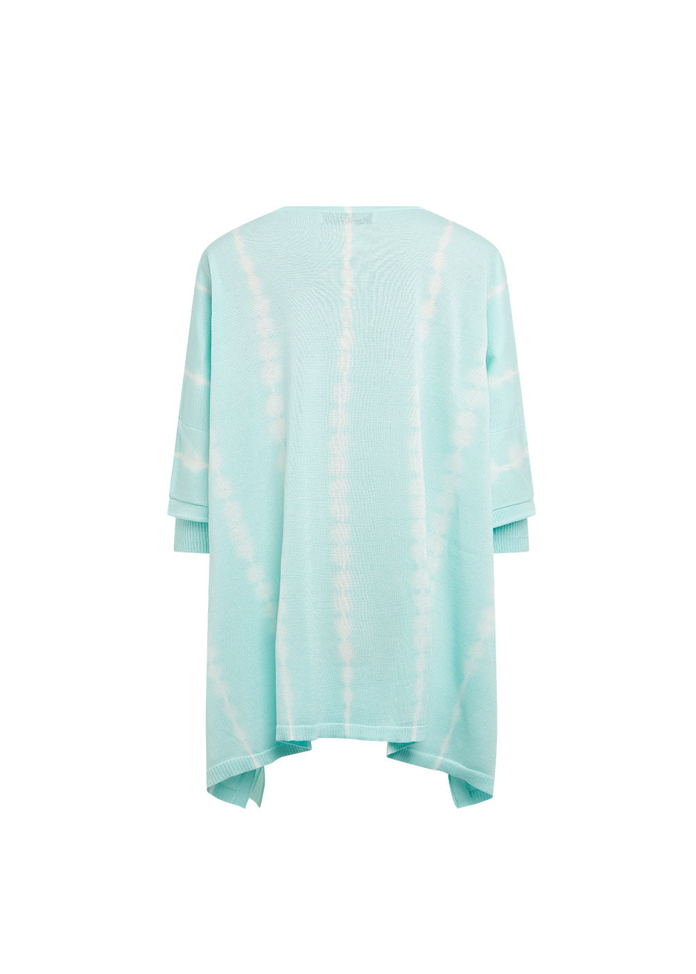 Poncho col v manche en rib - Turquoise Pâle
