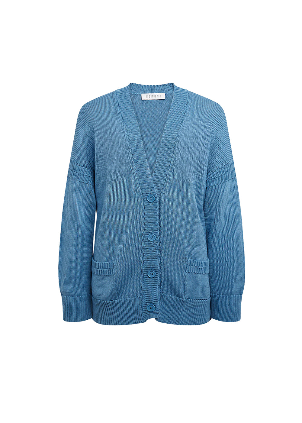 Long cardigan with pockets - Blue