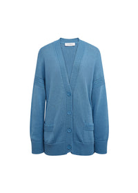 Cardigan coton uni - Bleu Moyen