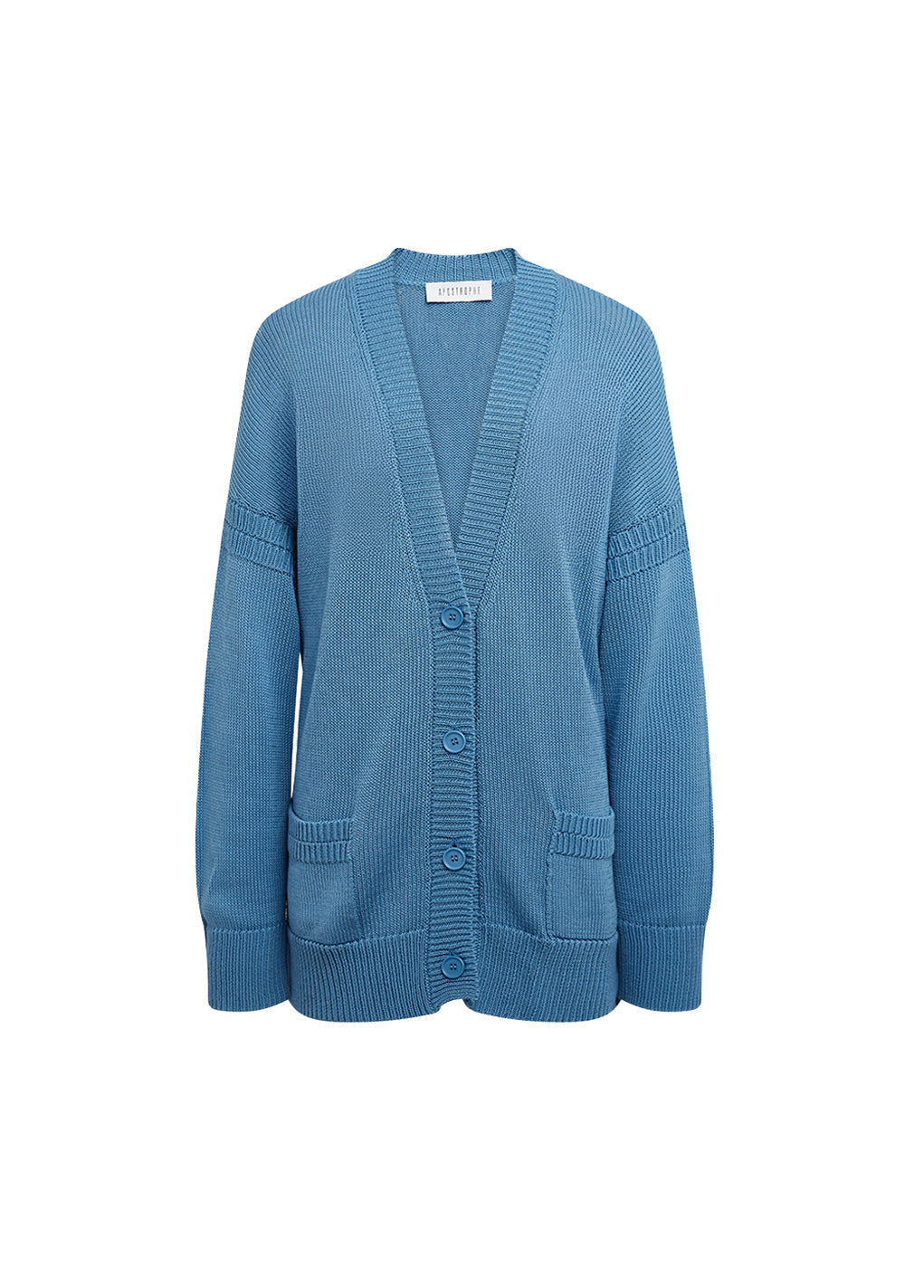 Cardigan coton uni - Bleu Moyen