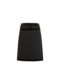 Jupe bi matiere velours - Noir