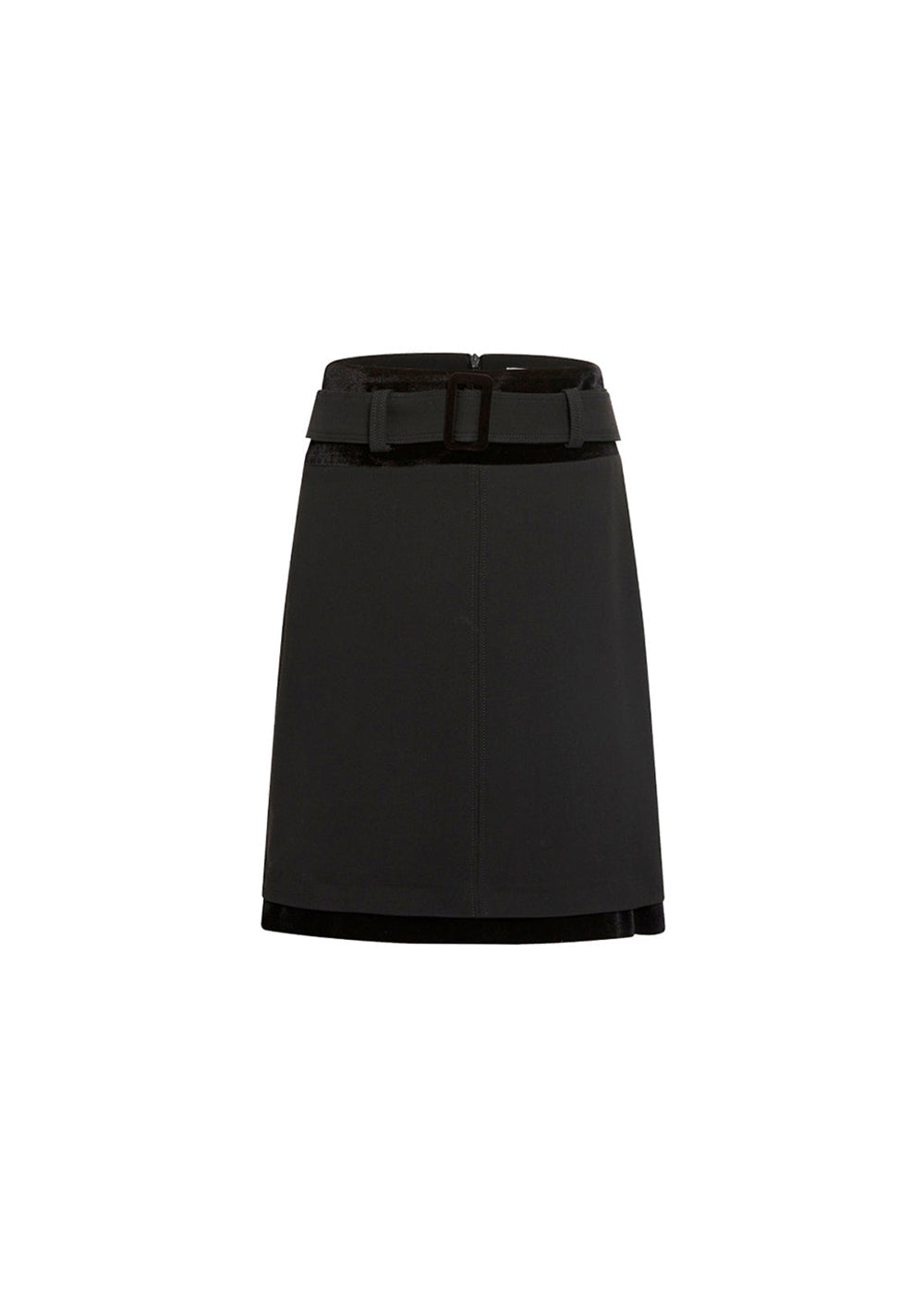 Jupe bi matiere velours - Noir