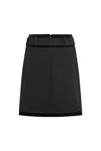 Jupe bi matiere velours - Noir