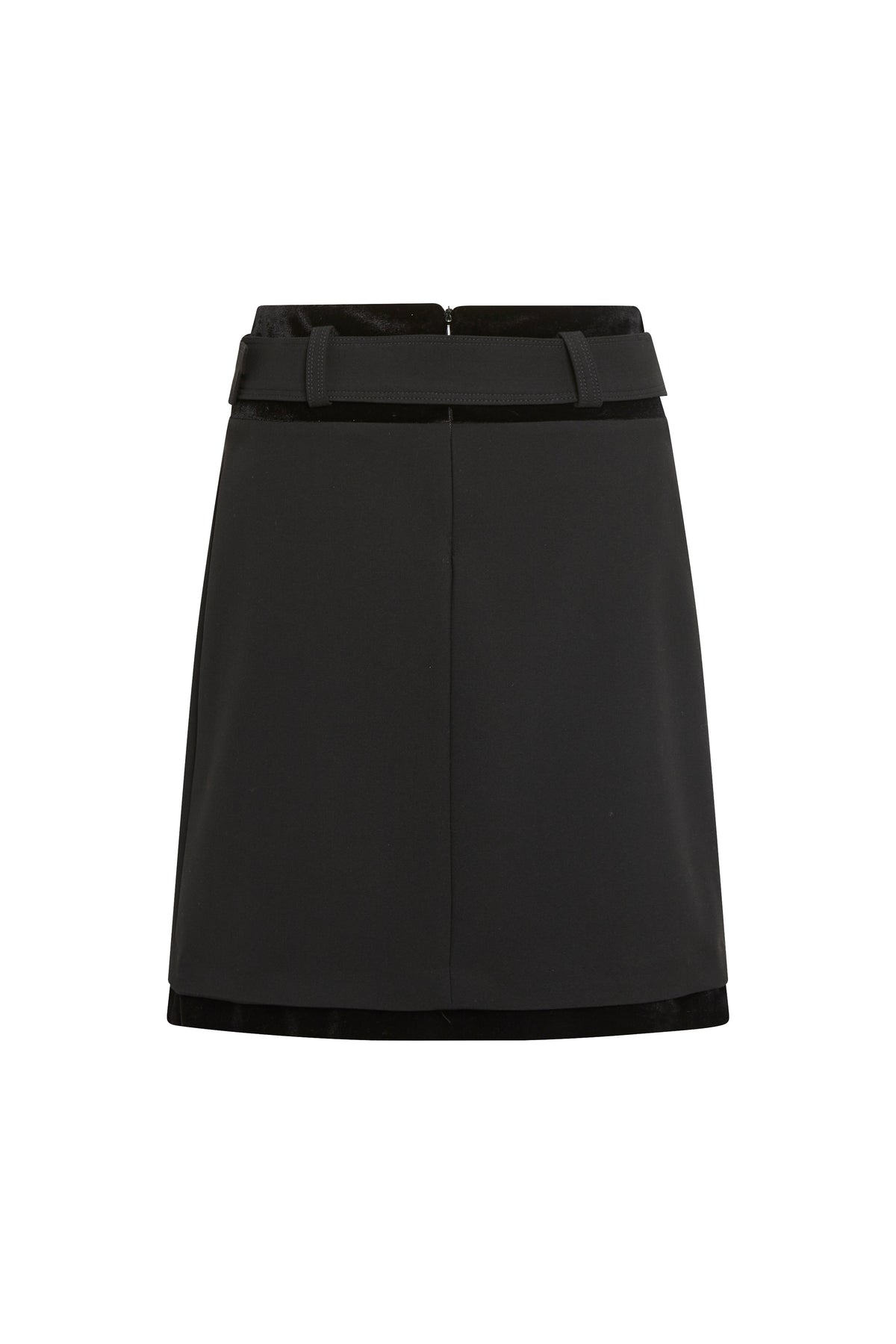 Jupe bi matiere velours - Noir